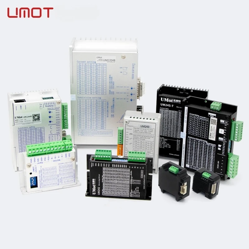 UMOT 2/3phase AC/DC 0-8.2A 8-240V Pulse/RS485/EtherCAT/CANopen/IO Control Driver for Nema8/11/14/17/23/24/34 Stepper Motor/Servo