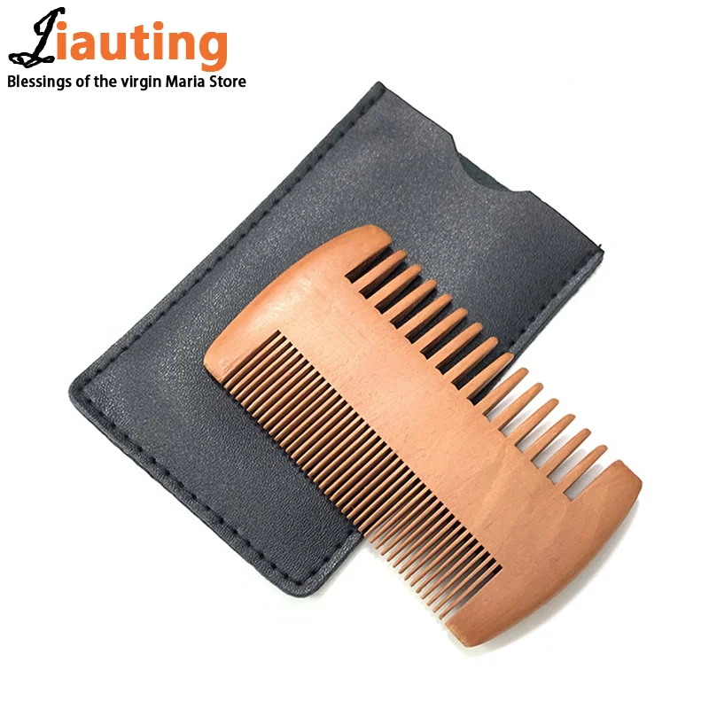 Natural Wood Hair Brush Beard Comb Anti-Static Double-Sided Mustache Pocket Comb Brushing Hair Care Tools For Men Gift