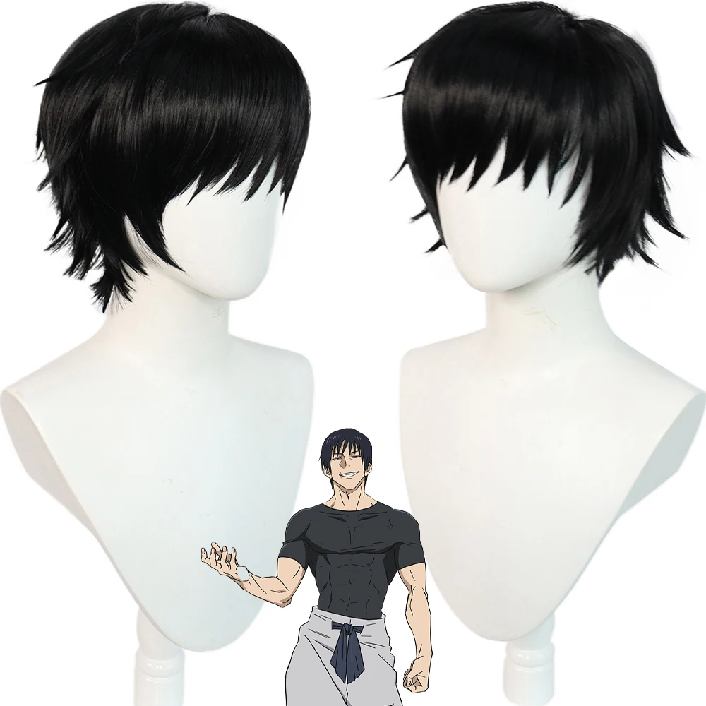 Jujutsu Kaisen Toji Fushiguro Cosplay Wig Universal Short Black Spiky Synthetic Hair For Men Halloween Costume Party Daily Use