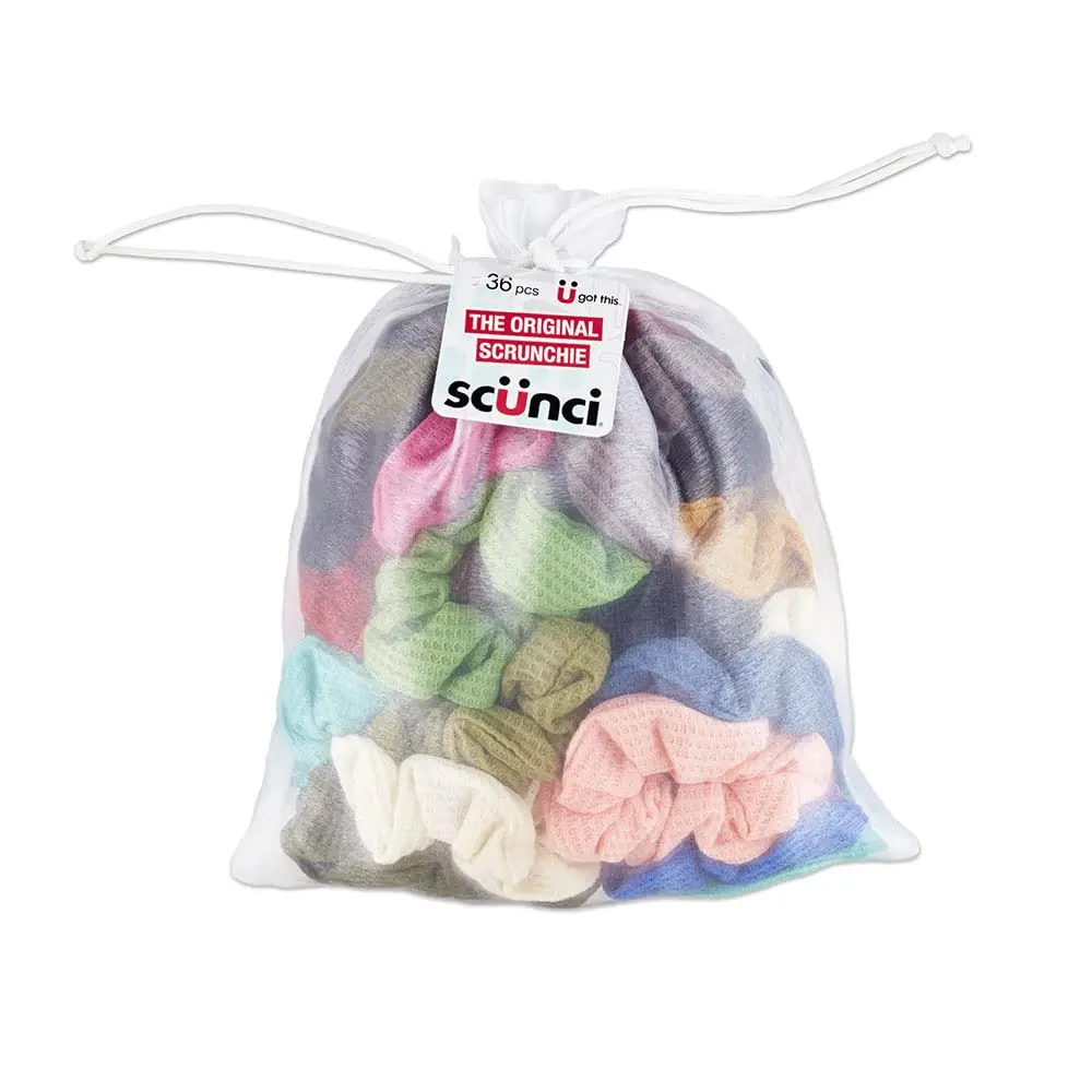 

36 Pack Waffle Knit Hair Scrunchies for Women, Soft Non-Damaging Hair Ties for Everyday, Sports & Workout, Assorted Colors
