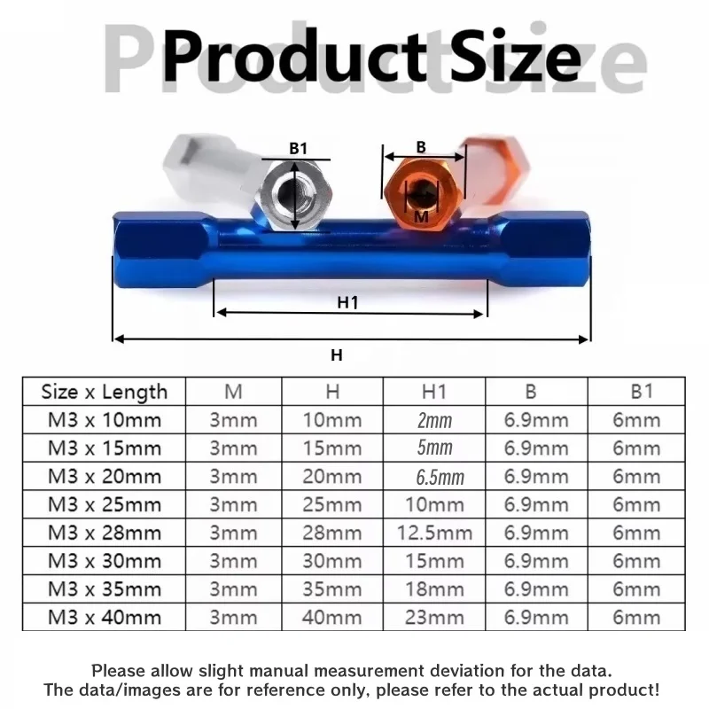 M3 Double Hex Thread Column Colourful Aluminum Anodizing Spacer Standoff Pink/Silvery/Orange/Purple/Red/Black/Blue/Gray/Golden