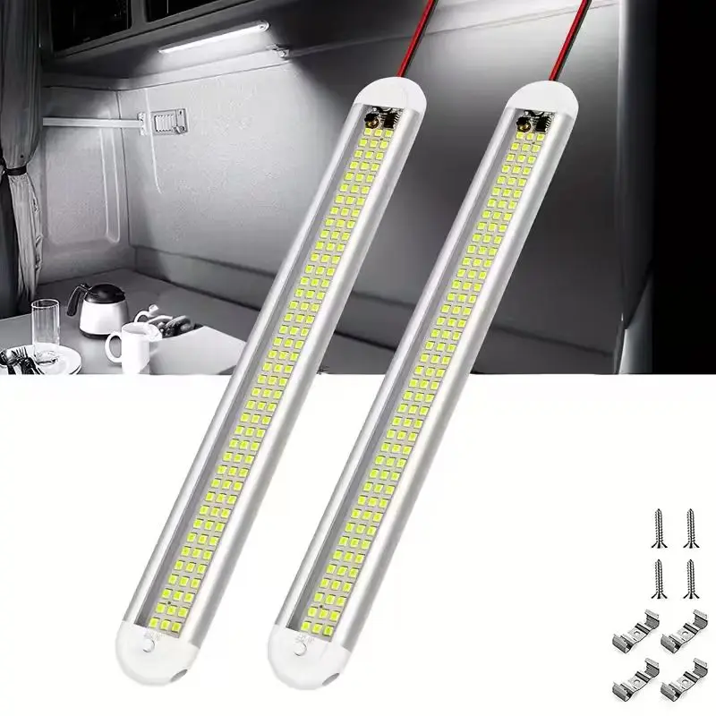 Iluminação LED para cabine de carro, 120 luzes, 12-85V, luz de leitura para carro, tubo de alumínio, luz branca para caminhão, iluminação para descarga.