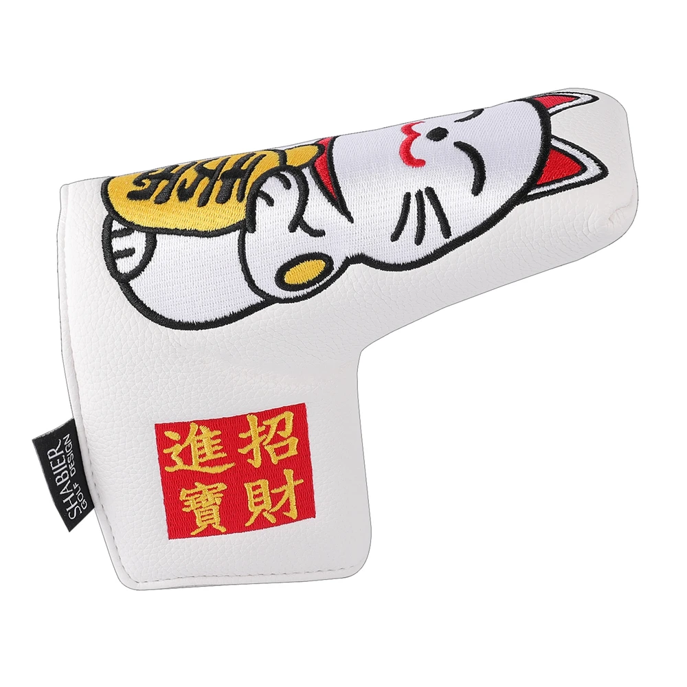 Japan Cat Full Embroidery Strong Magnetic Closure Golf Blade Putter Head Cover