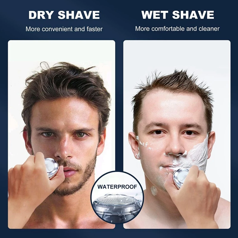 Mini Afeitadora eléctrica para hombres, maquinilla de afeitar portátil de bolsillo, recortadora de barba con pantalla LCD, rotativa recargable, inalámbrica