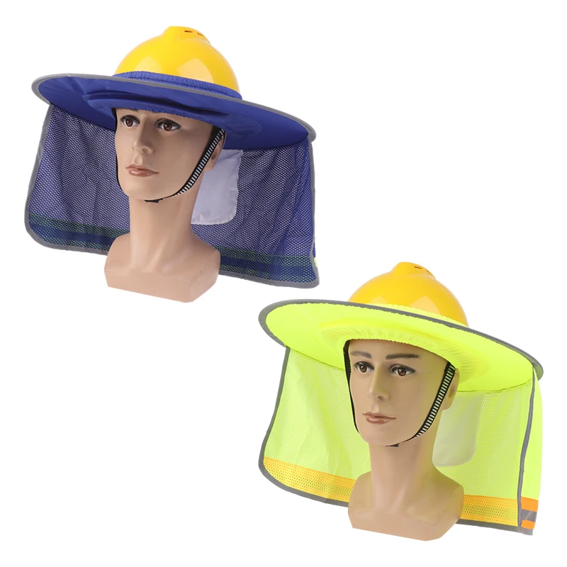 Hard Hat Sun Neck Shield Summer Helmet Mesh Sunshade High Visibility Reflective Hard Hat Shade For Outdoor Construction Worker