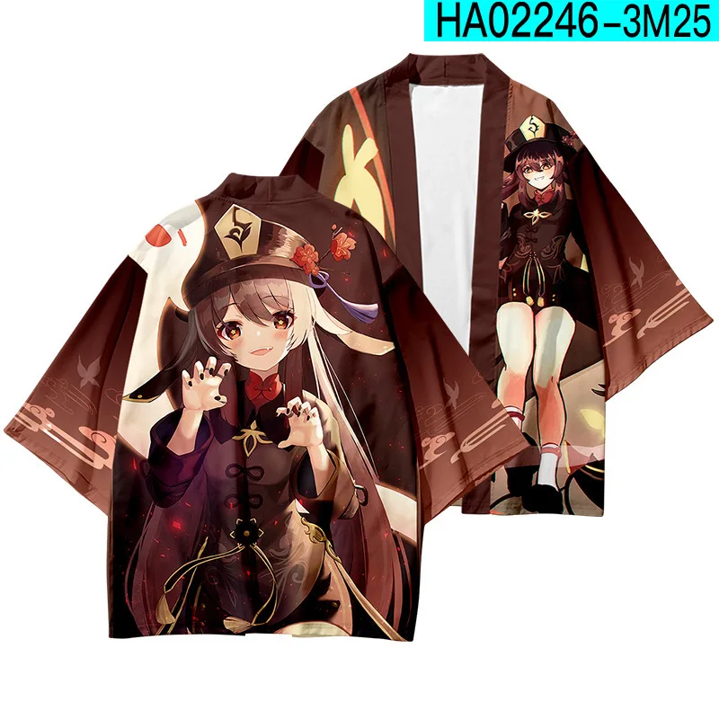 Newly Design Genshin Impact Kimonos Haori Zhongli Klee Hutao Keqing Cosplay Ganyu Costume Tops Cloak Shirt Unisex4