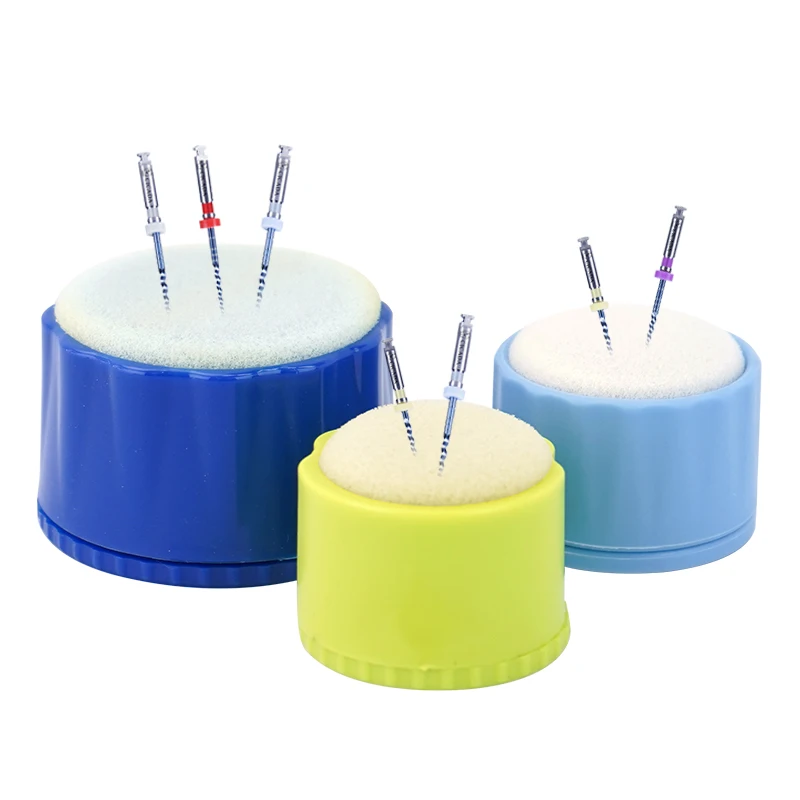 1pc Dental Root Canal With Sponge File Cleaning Table Holder Round Foam Stand Drill Burs Block Endo Holder Case