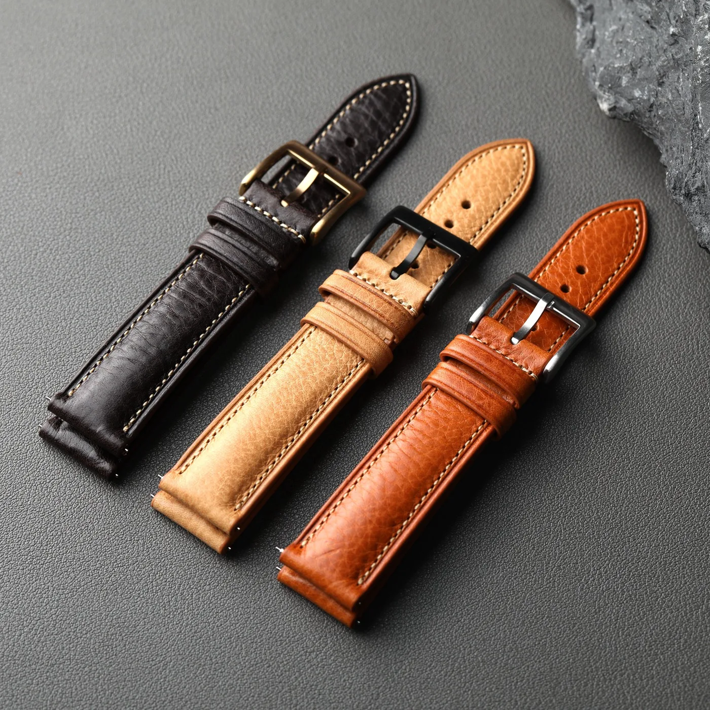Handgefertigtes italienisches MBOX-Armband aus hochwertigem Rindsleder, 18 19 20 22MM Schnellverschluss-Uhrenarmband, kompatibel mit Smartwatch-Armbändern. – Detail 2