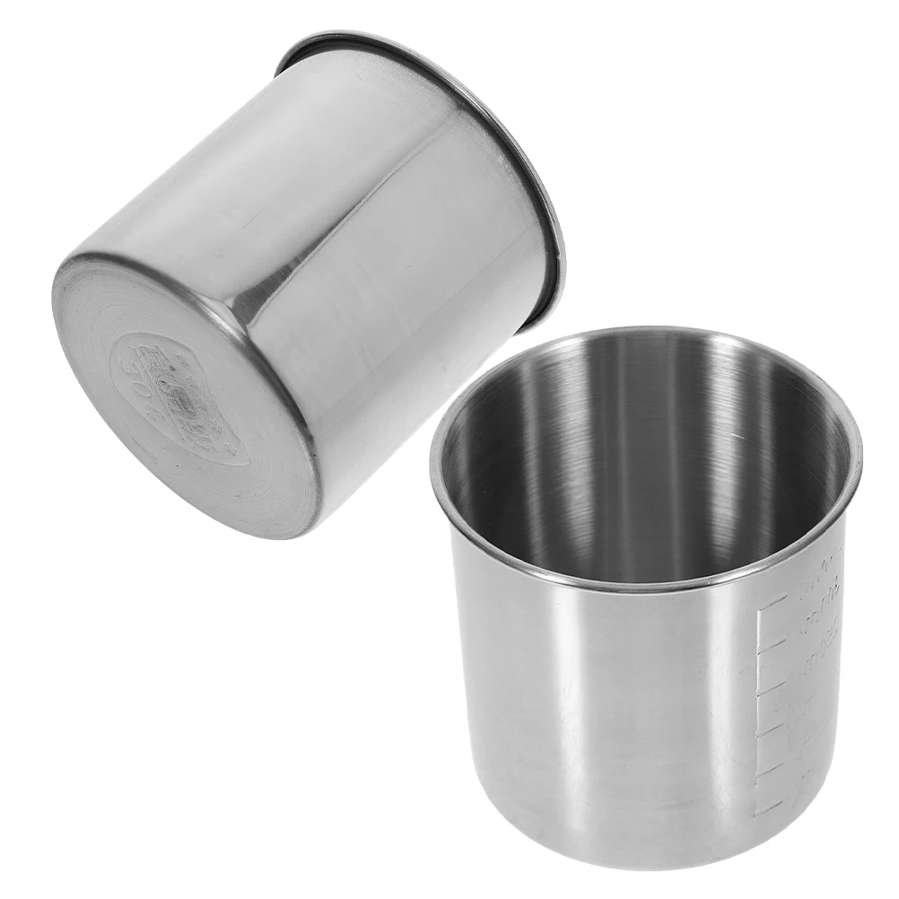 

2 Pcs Stainless Steel Measuring Cup Metal Cups Bakery Household Container Kitchen Baking Supply