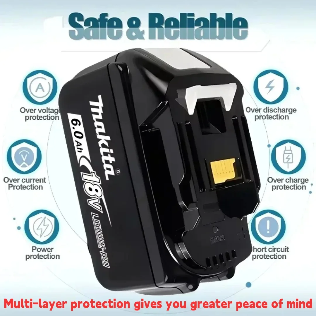 

Powerful Makita 18V 6.0Ah Rechargeable Battery ,For Makita BL1830 BL1830B BL1840 BL1840B BL1850 BL1850B Power Tools Battery