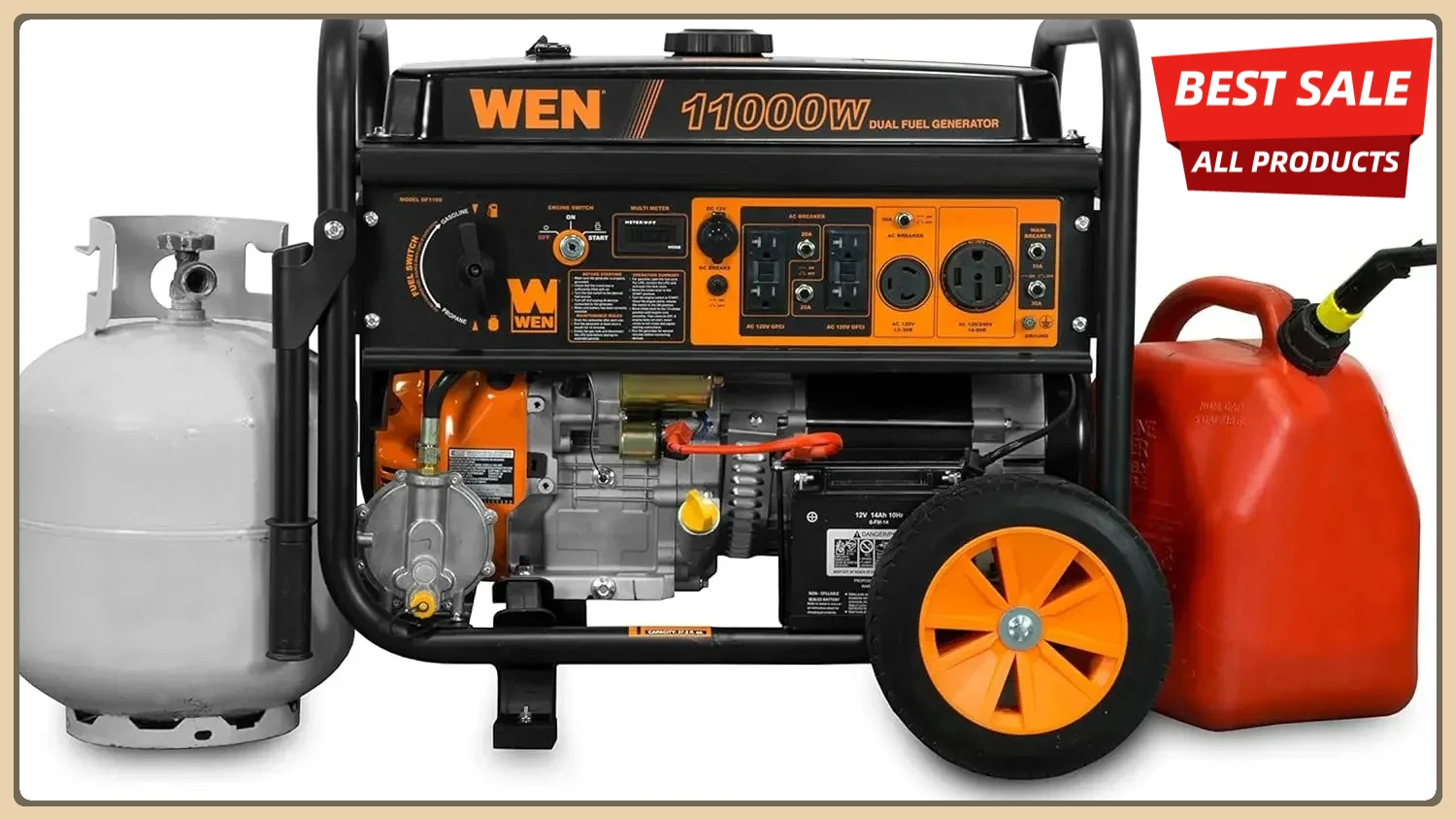 

[XMSJ-Limited Stock, Buy Now!]DF1100T 11000-Watt 120V/240V Dual Fuel Portable Generator with Wheel Kit and Electric Start - CARB