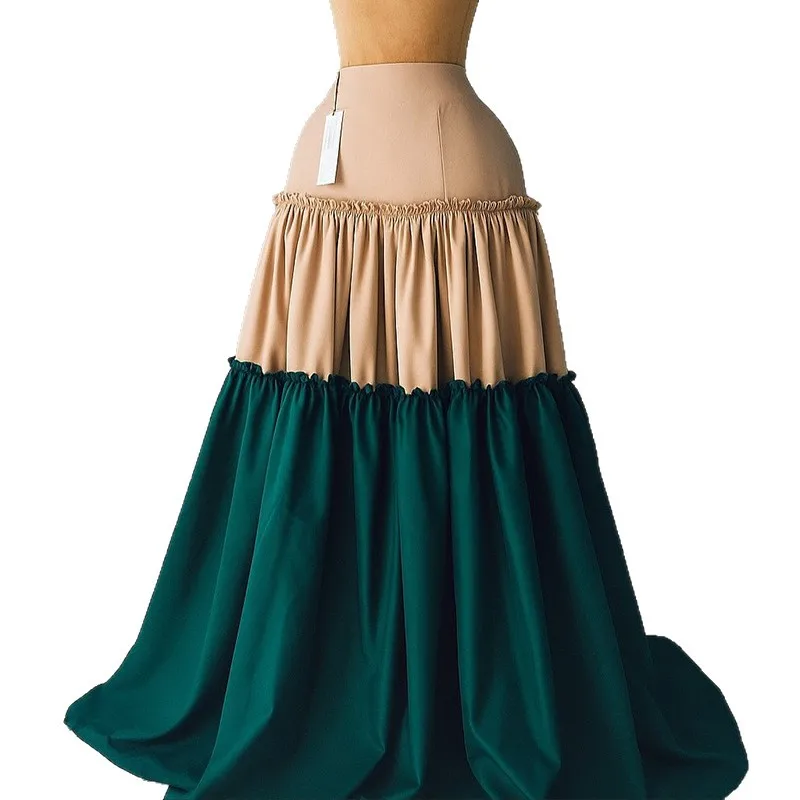 

Новое поступление осени 2024, милая и свежая лоскутная утягивающая юбка трапециевидной формы с высокой талией, очень большая юбка