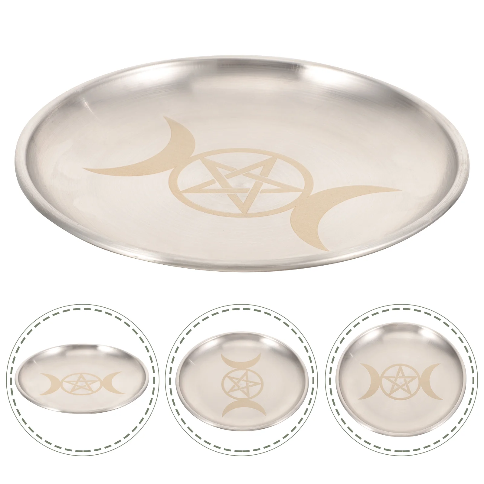 

Pentagram Gold Decor Holders Jewelry Tray Tapered Candles Altar Plate Ritual Home Accessory Metal