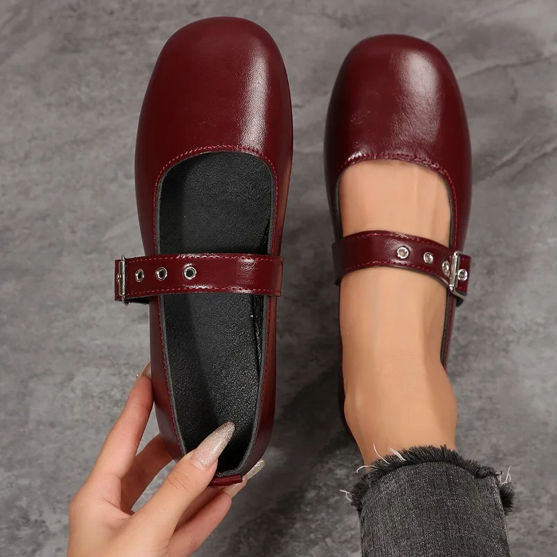 Women's Square Toe Solid Color Vintage Single Shoes New Spring and Autumn Women Lightweight Casual Fashionable Low Top Shoes