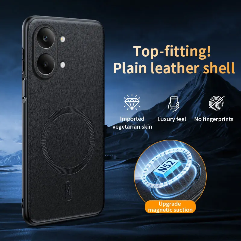 

For Poco X8 pro/X8 promax Magnetic wireless charging phone case artificial leather mobile cover Non-slip Shockproof Bumper Funda