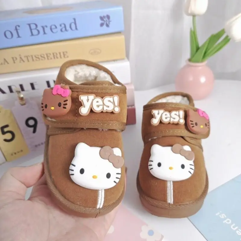 

Sanrio Hello Kitty, зимняя детская обувь, кроссовки для девочек, детские тапочки, утепленная домашняя пушистая хлопковая обувь для девочек, ботинки