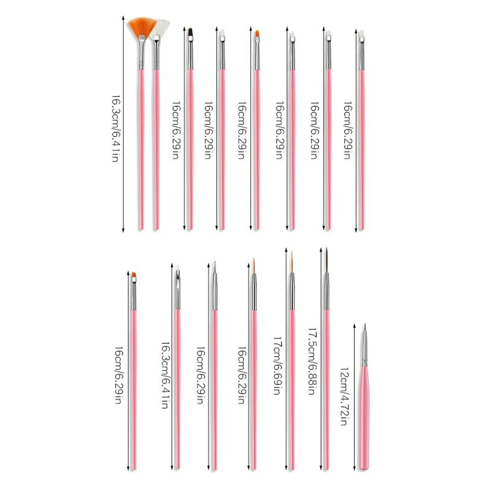 15Pcs/Set 3Colors Nail Art Brushes Including Manicure Dotting Pen Nail Art Dust Cleaner Brush Nail Drawing Brush Nail Art Design