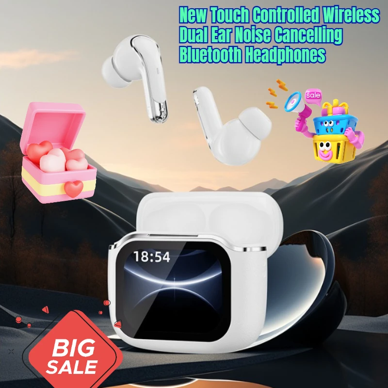 

New Touch Controlled Wireless Dual Ear Noise Cancelling Bluetooth Headphones with High Quality Sound