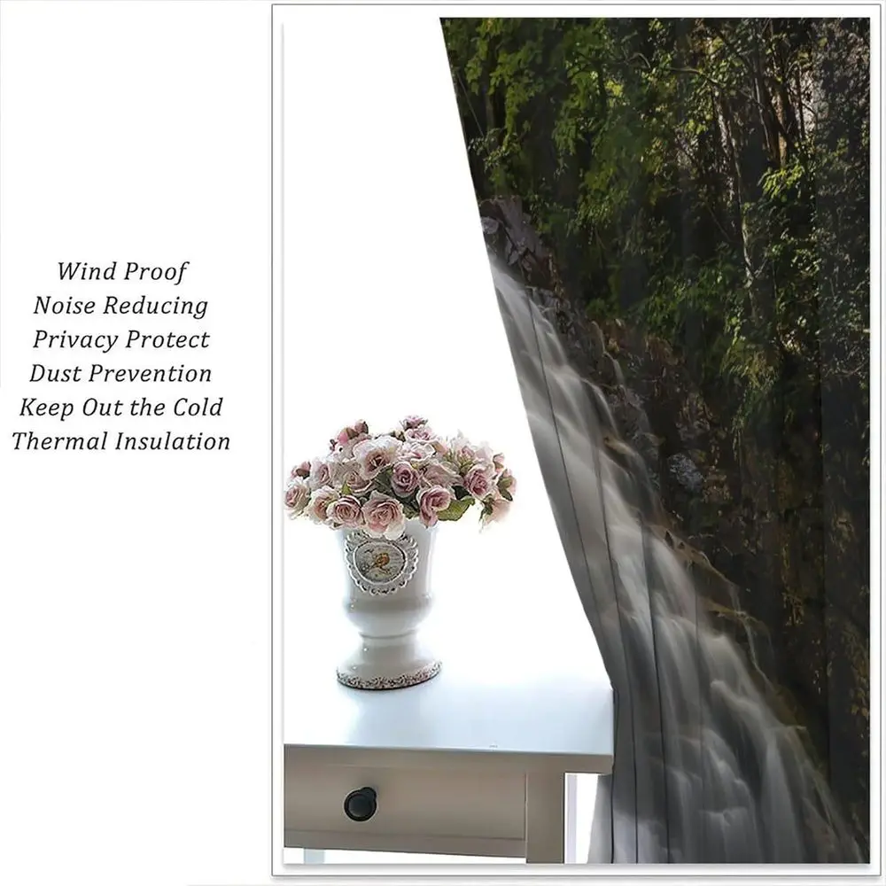 Blackout Curtains with Forest Mountain Scenery, 42 x 84 for Bedroom, Living Room, Kitchen - Noise Reduction