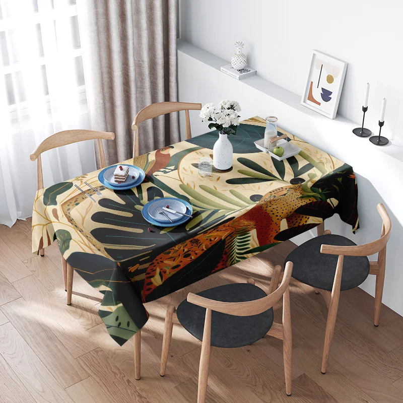 مفرش المائدة ديكور المنزل يترك طباعة غطاء الطاولة عدم الانزلاق المضادة للانزلاق مقاوم للماء قابل للغسل غرفة الطعام زينة 420x305 سنتيمتر Yel