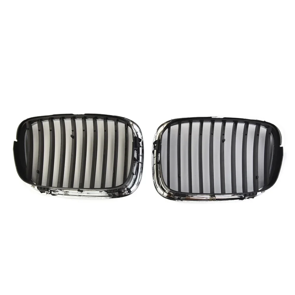 1 Pair Front Chrome Black Grille Grill For BMW E39 5-Series 525 530 535 540 M5 97-03 Auto Exterior Parts ABS Plastic Grilles