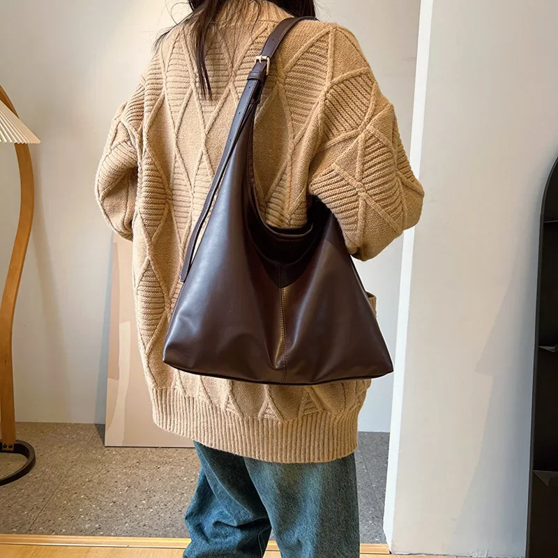 Nowa torba typu tote w stylu retro dla kobiet, duża torba na ramię, prosta torba do pracy, ręcznie robiona torba typu tote.