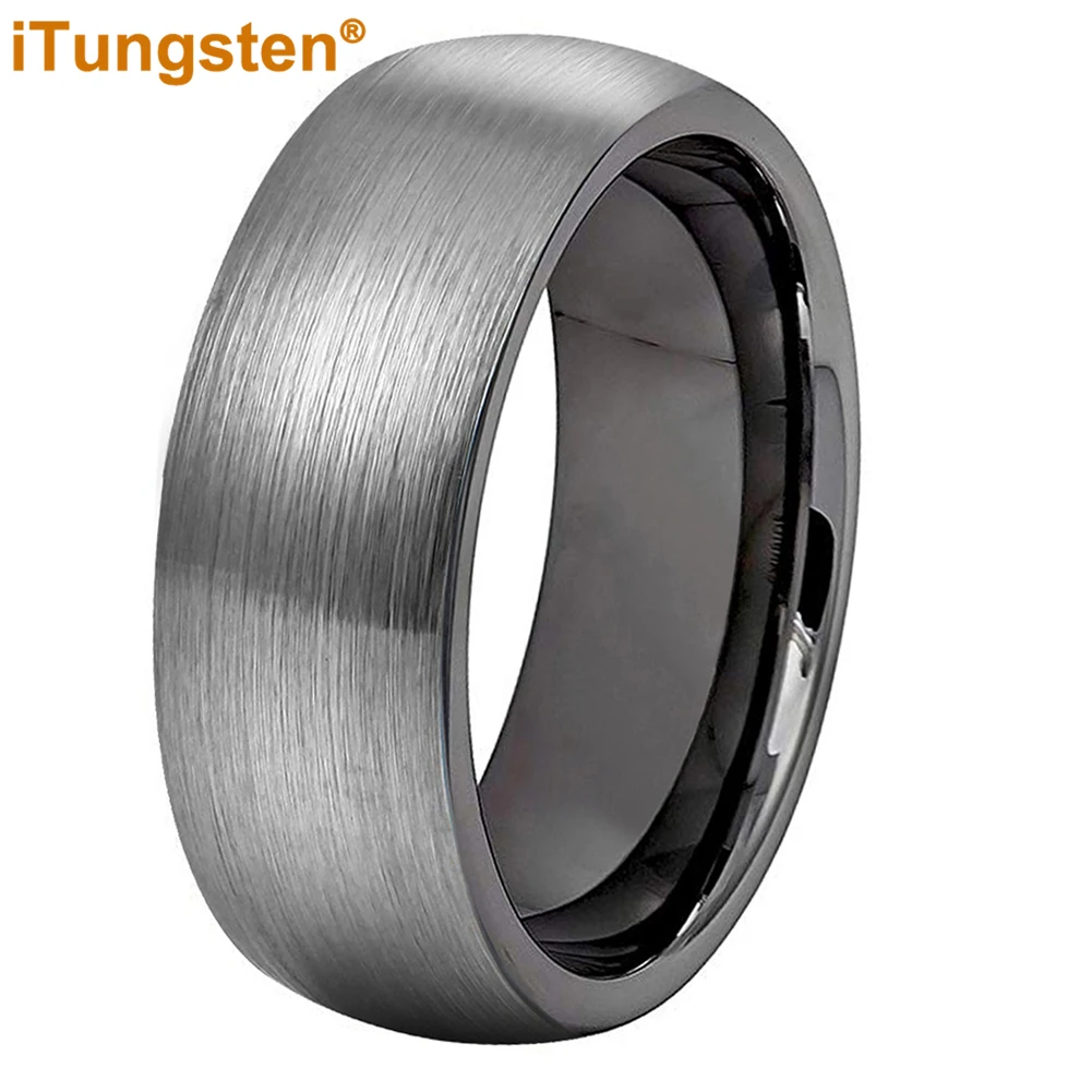 iTungsten 6mm 8mm Blue Tungsten Carbide Ring for Men Women Engagement Wedding Band Fashion Jewelry Domed Brushed Comfort Fit