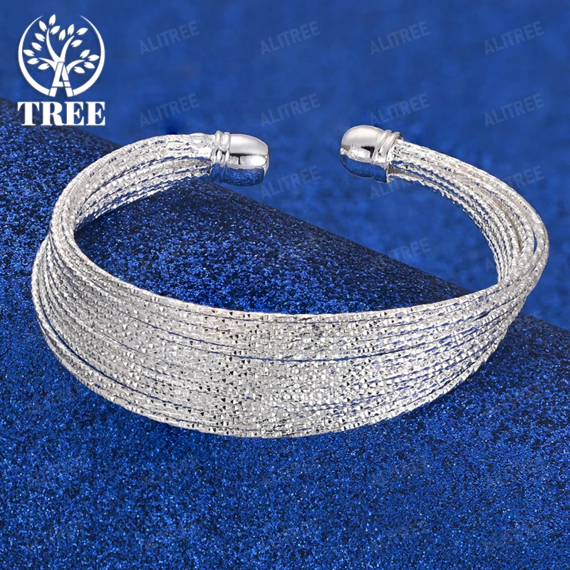 Sparkling Unisex 925 Sterling Silver Multi Layer Gol sand pattern Open Bangle With Sand Gold Texture Ideal For Party Weddings Gi
