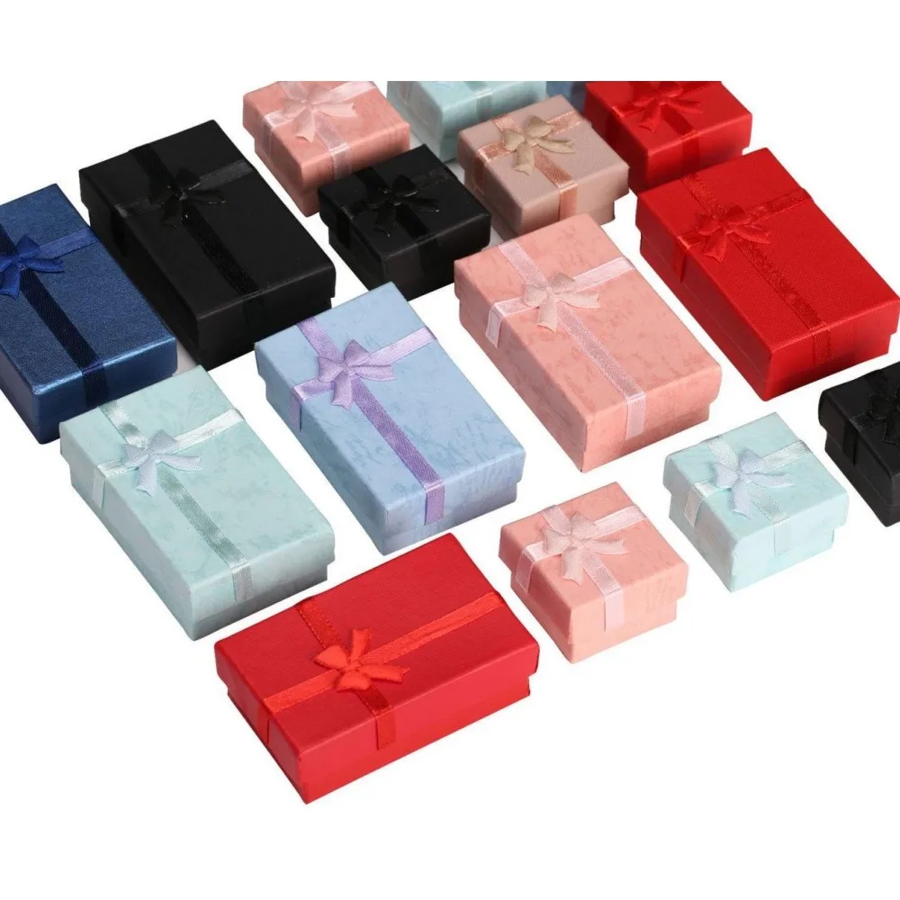12/6/1 unids/lote colores surtidos conjuntos de joyería caja de presentación para collar pendientes anillo 5*8cm caja de sombra de embalaje organizador de joyería