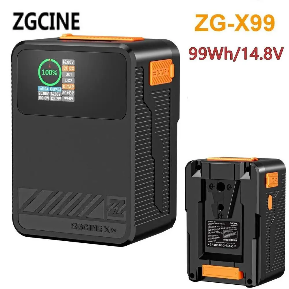 【Do BRASIL】ZGCINE ZG-S200 V160 V99 X99 V Mount Battery V-Lock Lithium Battery Pack for Camcorder/Digitais/Video Lights/Monitors