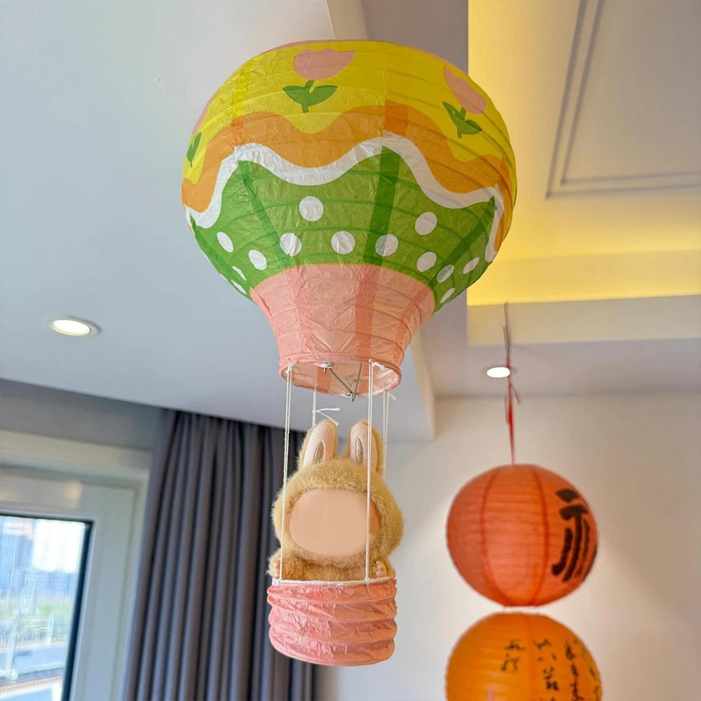 

Cartoon Wall Hanging for Labubu Doll Accessorie Decoration Hot Air Balloon Room Bedroom Toy gift Home Bedroom Lantern Decor