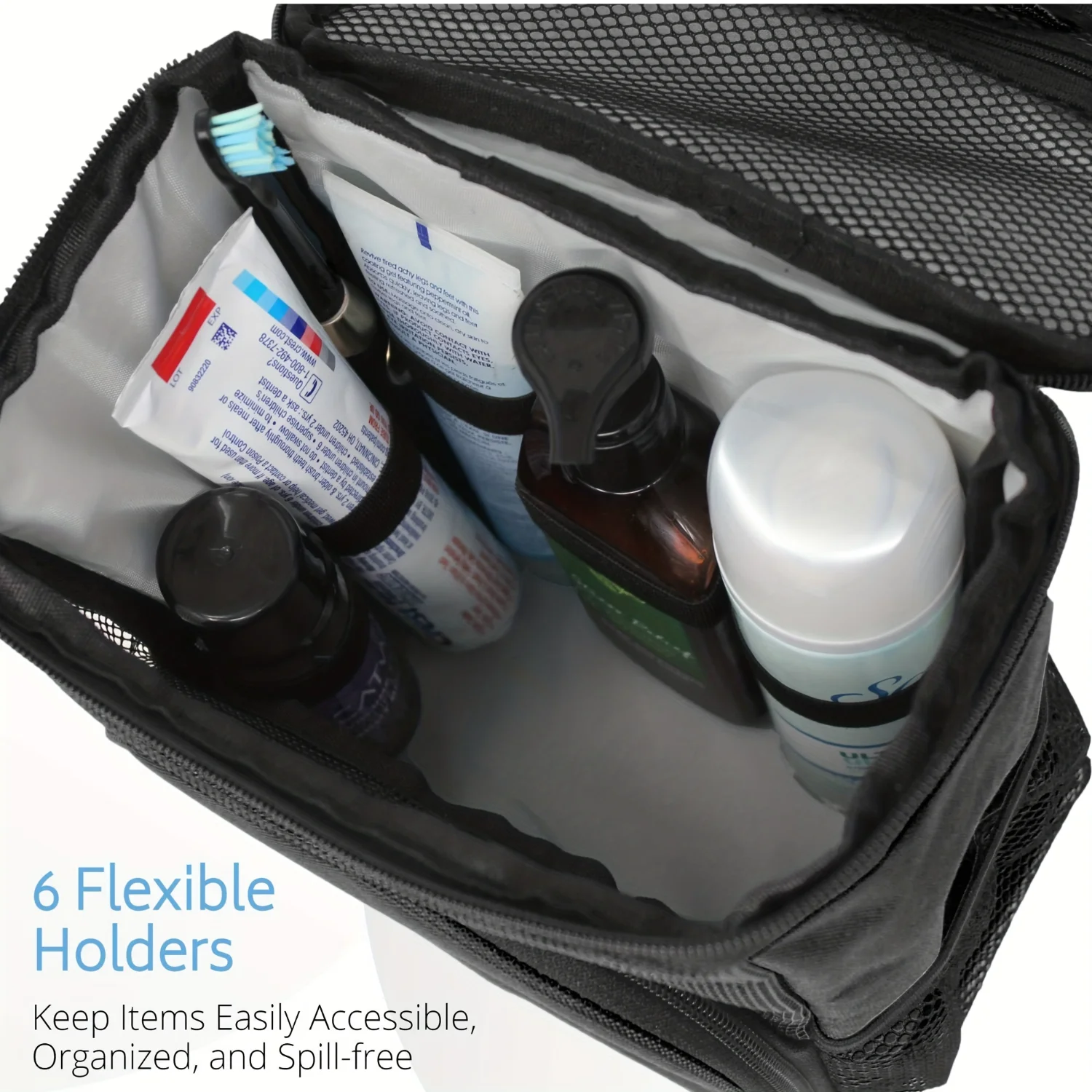 Portable Large Capacity Toiletry Bag With Metal Hook, Travel  Bag, Breathable Mesh Hanging Cosmetics