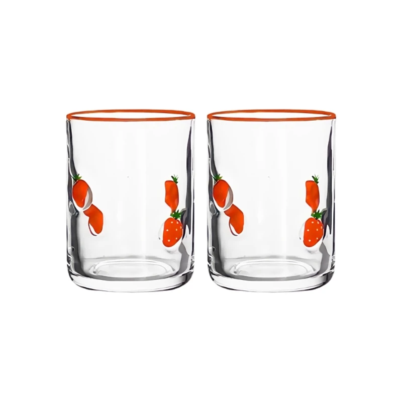 

Classical Lemon Art Glasswares Pair Of 14oz Highballs Glasses Heat Resistant For Beer Wine Decorative Table Accent JOMD