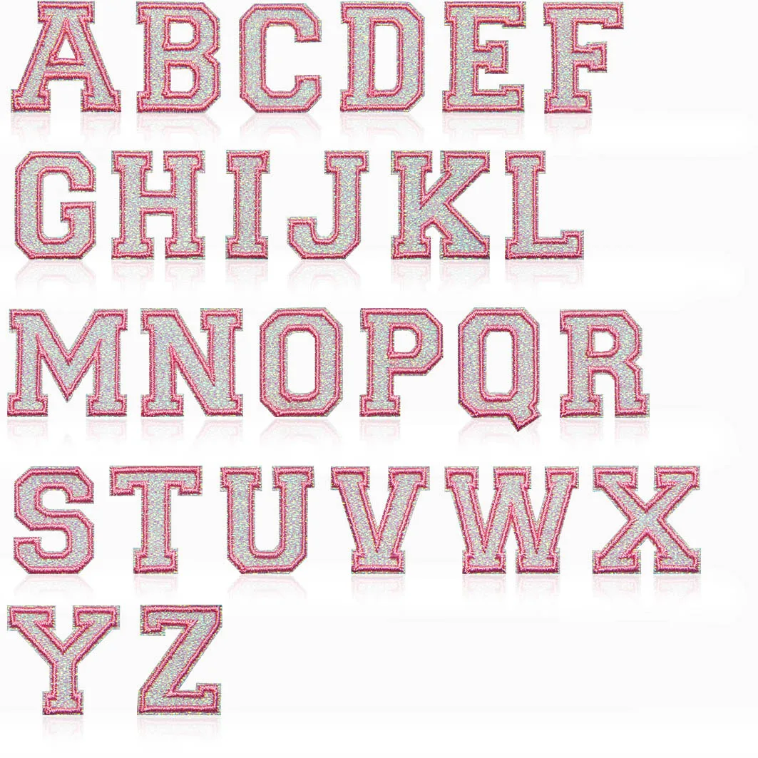 1.02in Colorful Glitter Embroidered Letter Appliqué Garment Accessory Patches