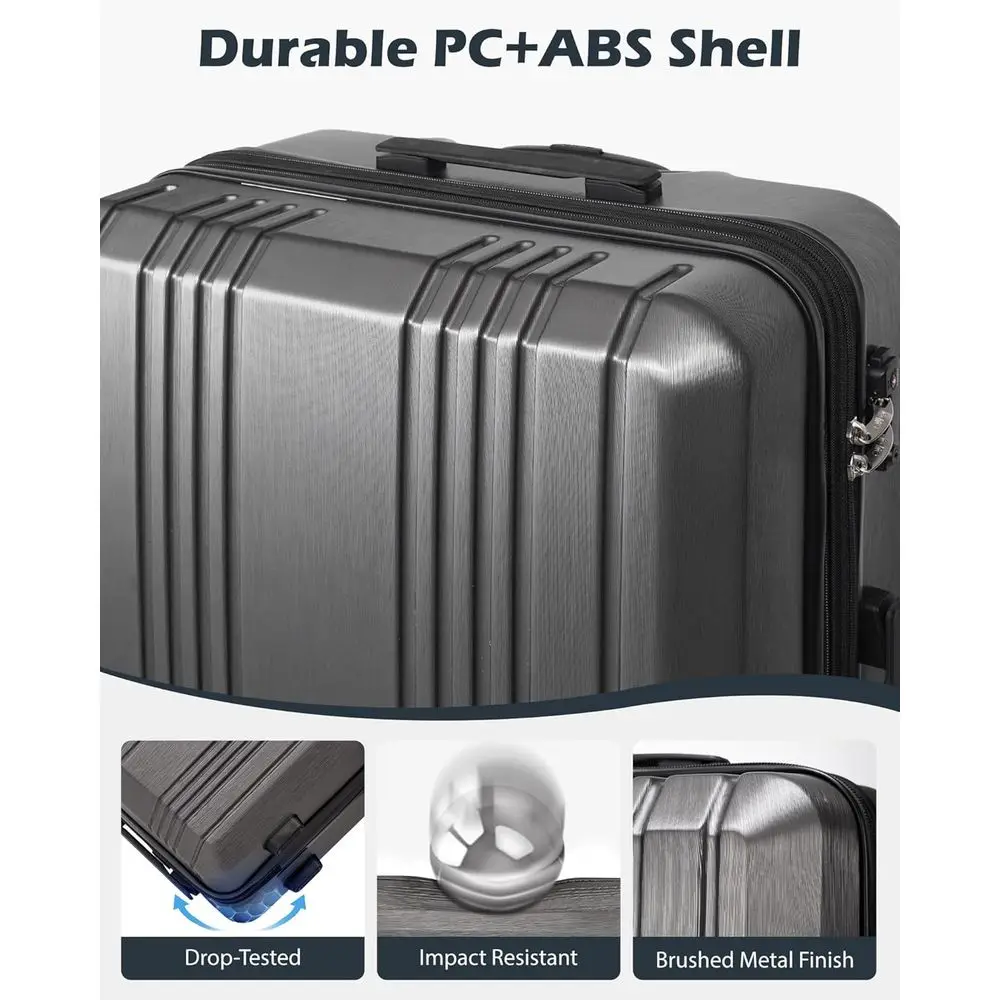 طقم حقيبة صلبة مكون من 3 قطع مع قفل TSA، خفيف الوزن، برتقالي #4