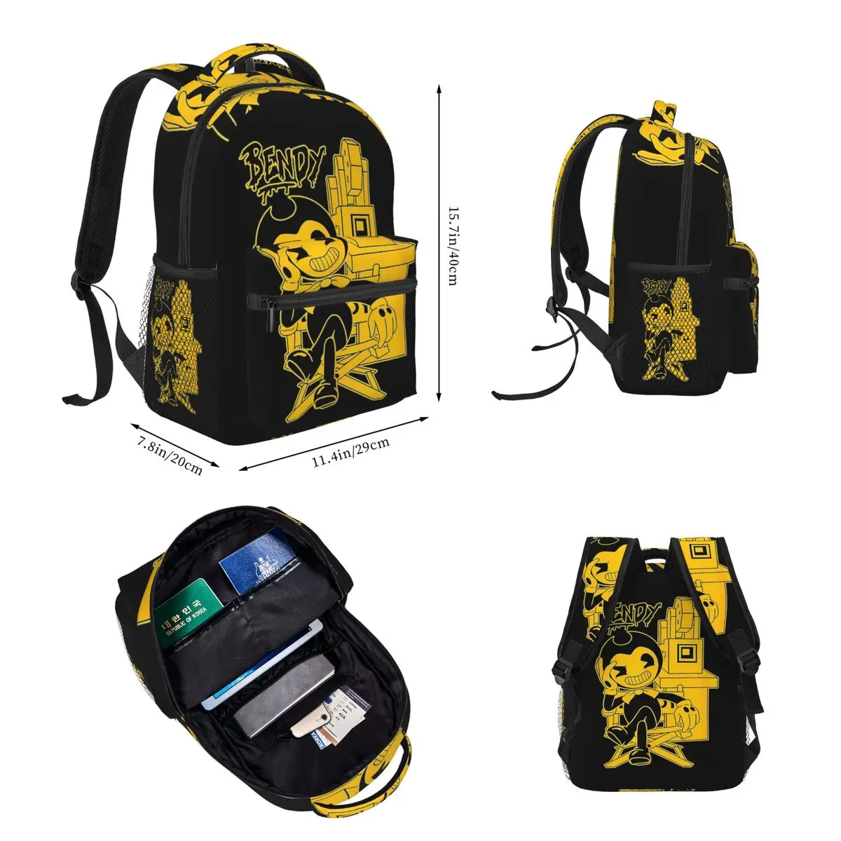 Bendy-Ink-Machine Backpacks Boys Girls Bookbag Children School Bags Cartoon Kids Rucksack Lunch Bag Pen Bag Three-Piece Set