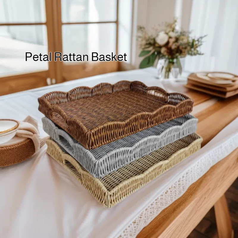 Home Modern Minimalist Rattan Like Storage Basket Desktop Woven Sundries Basket Living Room Fruit Bread Tray For Organizing