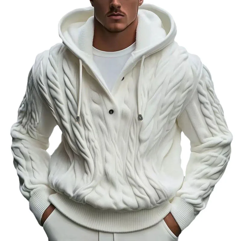 

Winter Men's Hooded Cardigan Sweater Solid Color Thick Knitted Coat Single-Breasted Male Clothing Men Hoodies Cardigans SY0139