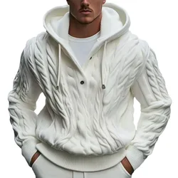 Winter Men's Hooded Cardigan Sweater Solid Color Thick Knitted Coat Single-Breasted Male Clothing Men Hoodies Cardigans SY0139