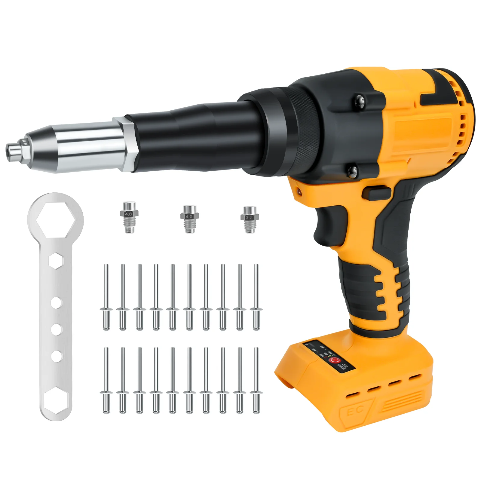 Brushless Electric Rivet Gun 2.4-4.8mm Cordless Rivet Nut Gun Drill Insert Auto Riveting for Dewalt 20V Battery (No Battery)