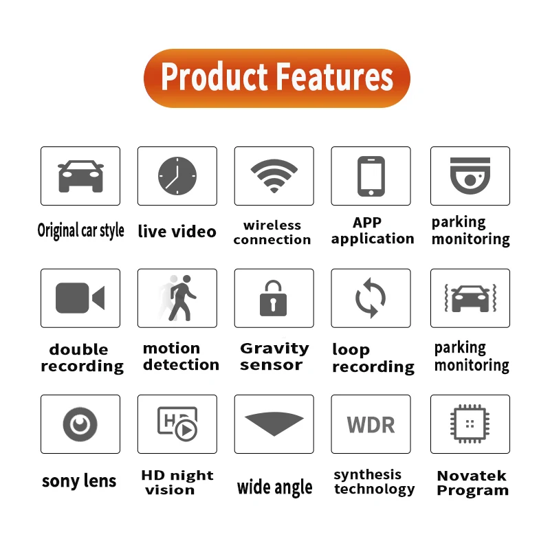 1080p In-Car Video Recorder Full HD WiFi Event Data Recorder Camera Phone Connection For Video Viewing BMW F48 F25 F26 F15