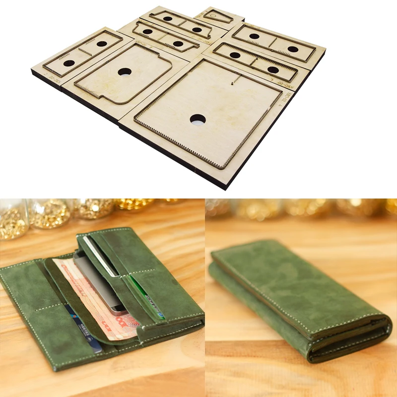 herramientas para cuero leather craft template fabric cutter Wooden Die Long  Wallet Hand Punch Tool Cut Knife Mould 200x95mm