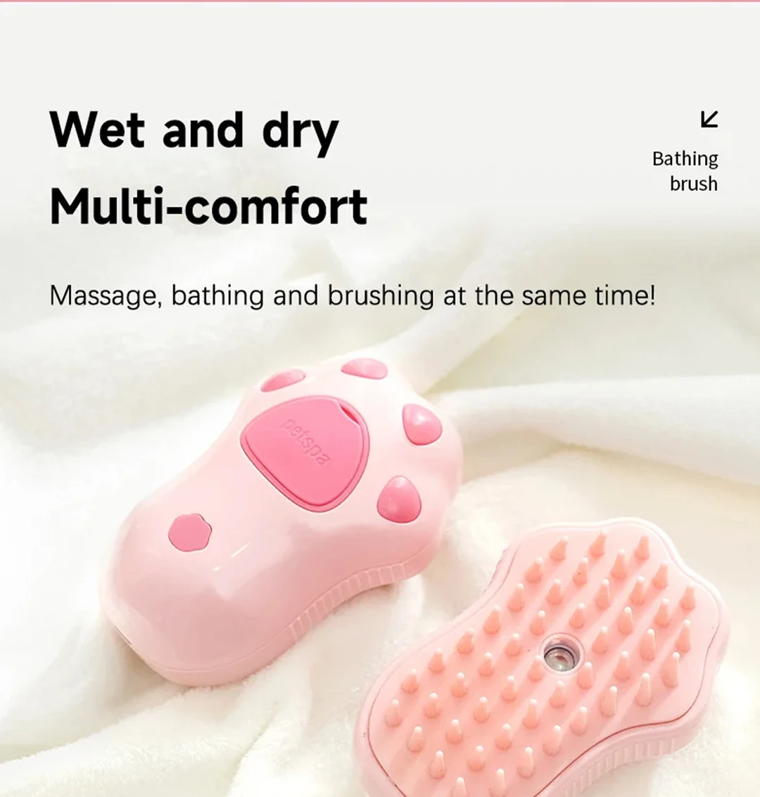 Katze Dampfbürste Hund Massage Kamm Elektrische Wasser Spray Weiche Silikon Enthaarung Katzen Bad Haar Bürste Katze Pflege Zubehör – Detail 1