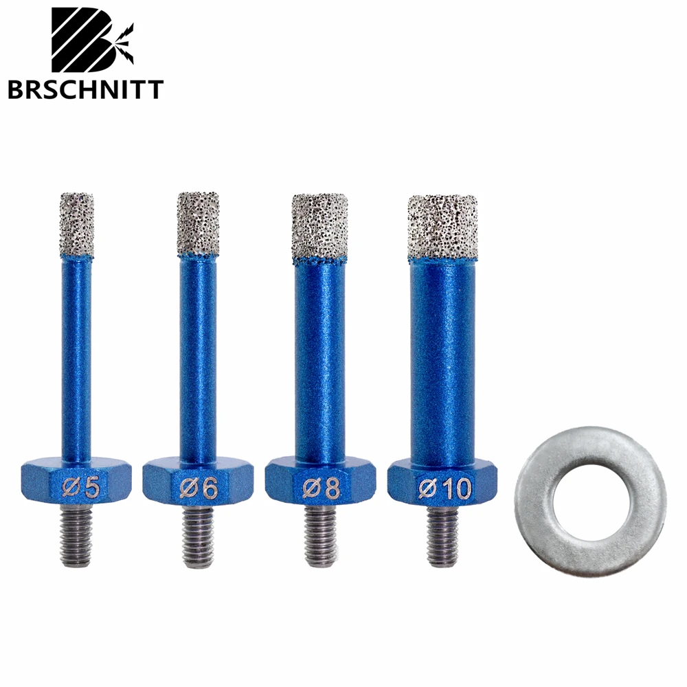 BRSCHNITT 1pc or 2pcs 5/6/8/10mm Diamond Drill Core Bit M5 Male Thread Brazing Mini Dry drill for Ceramic Tile Marble