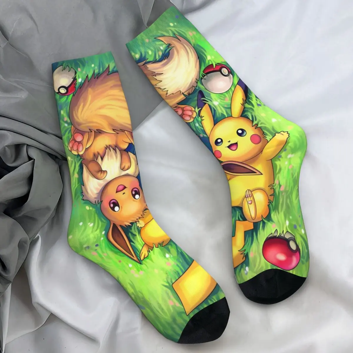 Pokemon Pikachu Socks Spring Stockings Harajuku Men Breathable Socks Design Outdoor Sports Anti Bacterial Socks