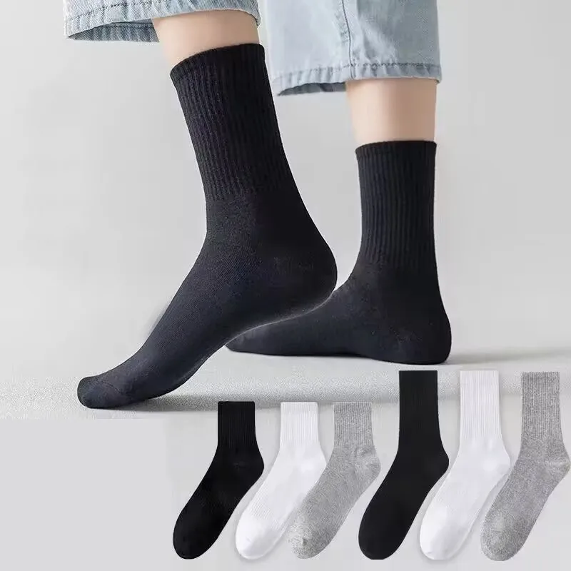 5 Pairs Fashionable Steady Solid Colour Black White Mens Socks Summer Autumn Vintage Student Boys Short Mens Low Ankle Socks