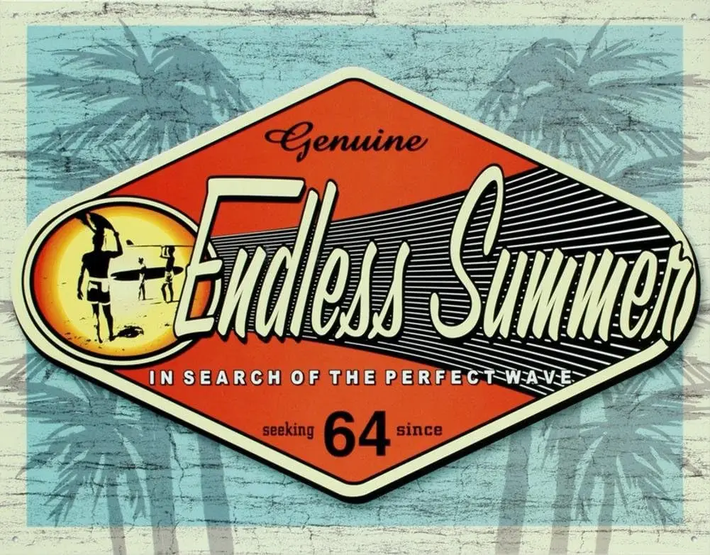 Desperate Enterprises Genuine Endless Summer Tin Sign - Nostalgic Vintage Metal Wall Décor Made in USA