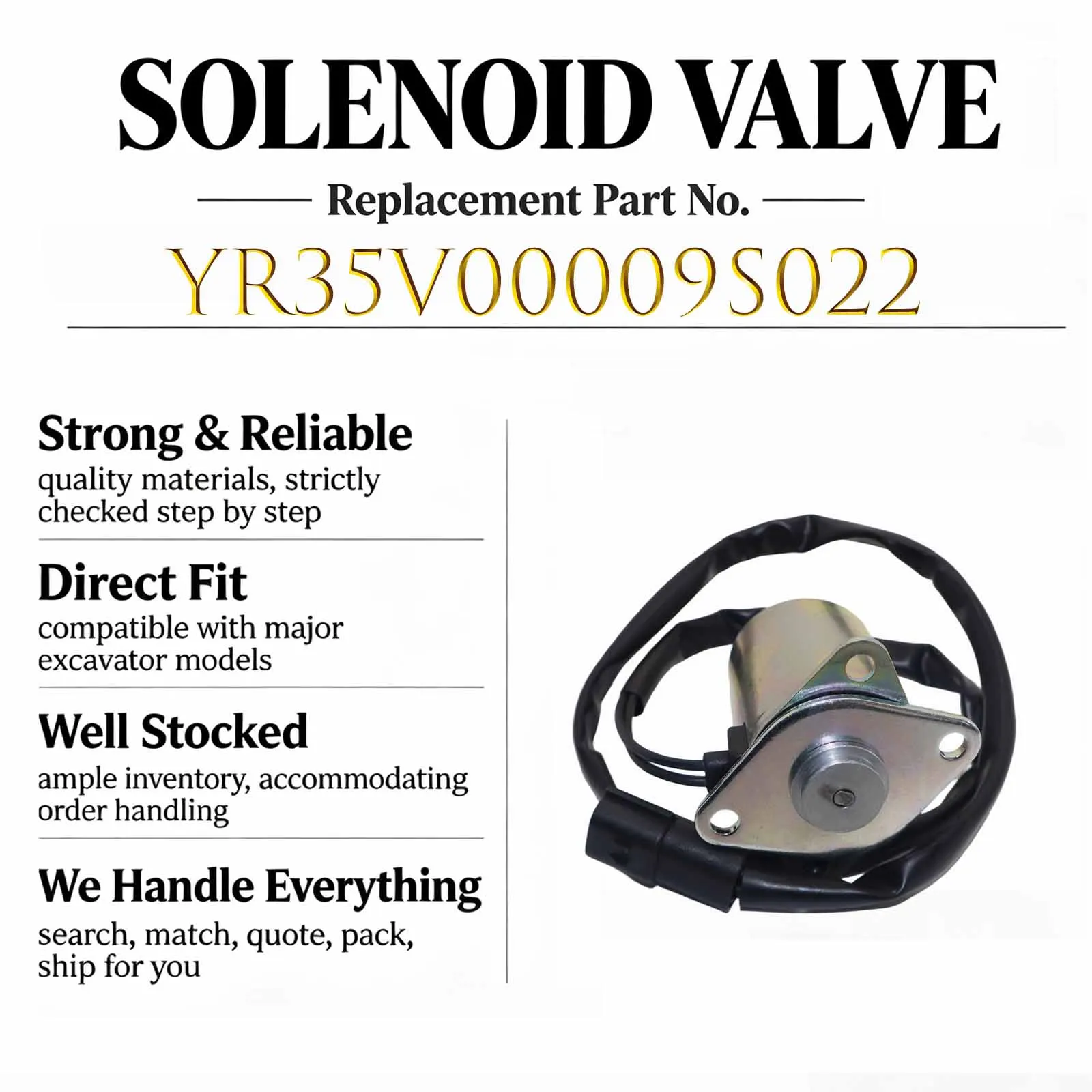 New YR35V00009S022 NEW Solenoid Valve For Kobelco SK130-8 SK140-8 Crawler Excavators