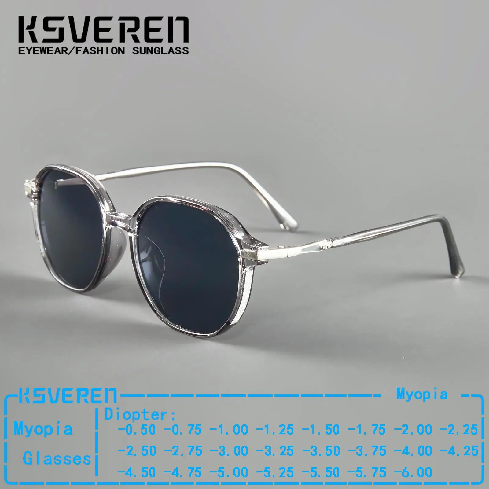 Brand Design Irregular Frame Grey Myopia Glasses Men Women New Trendy Prescription Driving Eyeglasses Outdoor Sunshade Lenses
