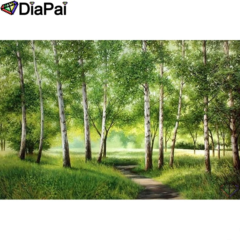 DIAPAI DIY الماس اللوحة "مناظر الغابة" الحفر الكامل مربع جولة الماس التطريز 5D عبر غرزة الديكور المنزل A25315